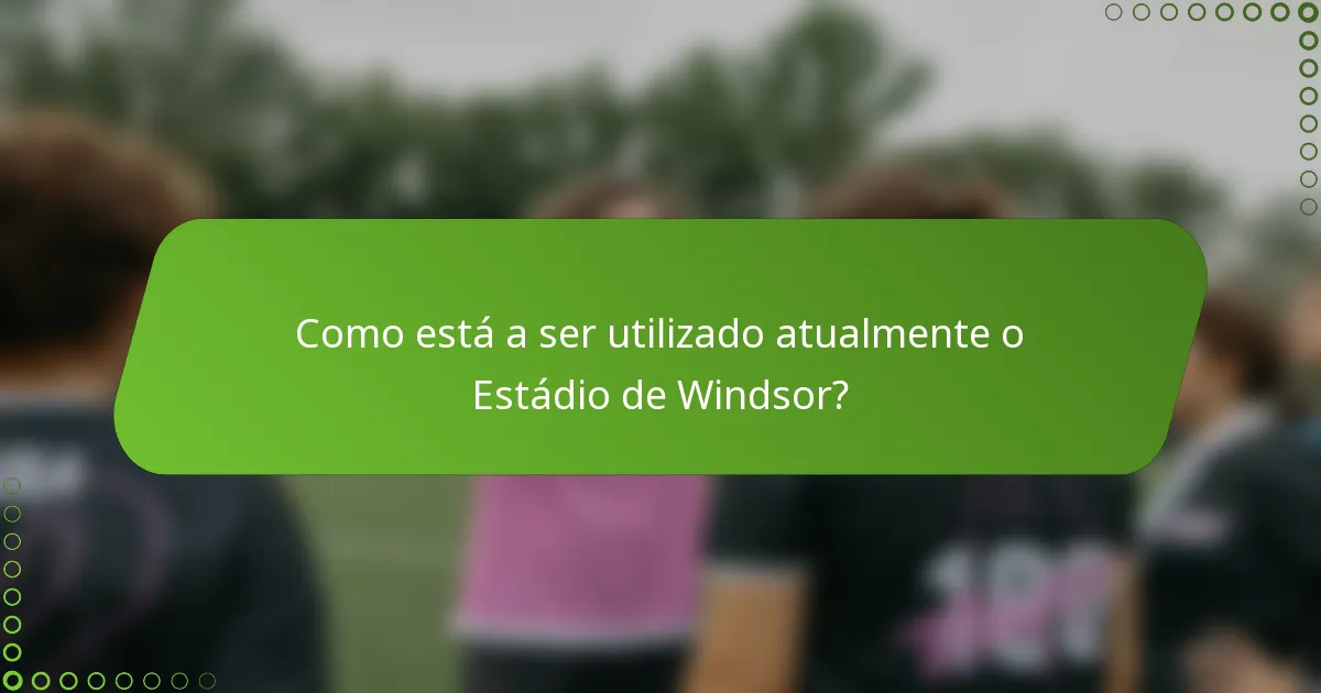 Como está a ser utilizado atualmente o Estádio de Windsor?