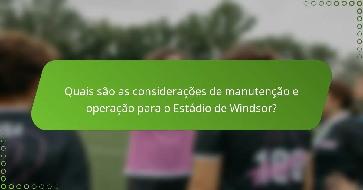 Quais são as considerações de manutenção e operação para o Estádio de Windsor?