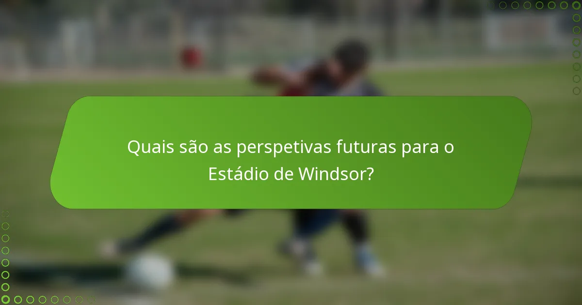 Quais são as perspetivas futuras para o Estádio de Windsor?