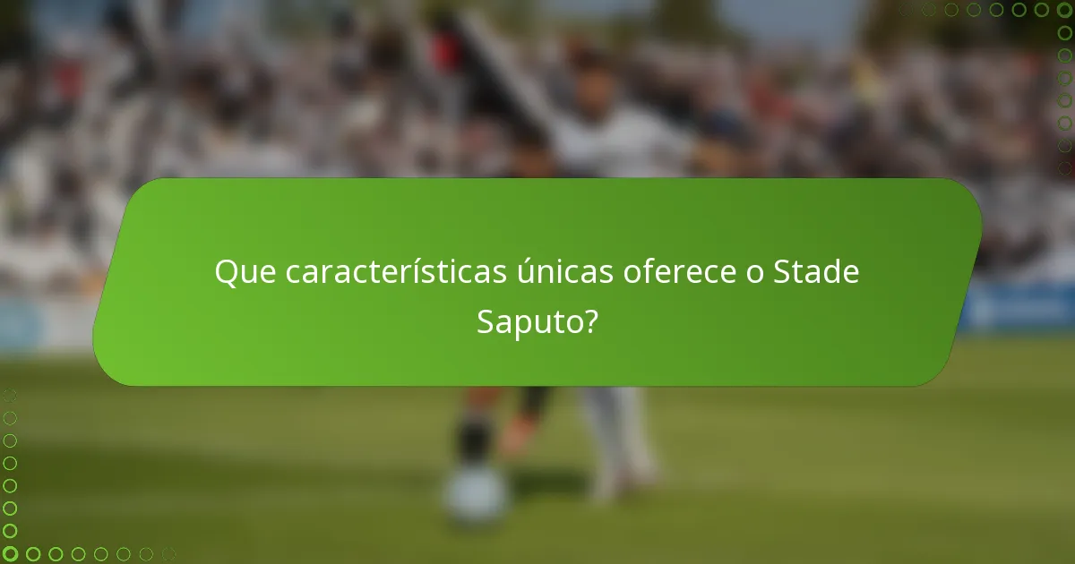 Que características únicas oferece o Stade Saputo?